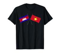Camboya Vietnam Banderas Cruzadas Vietnamita Camboyana Camiseta