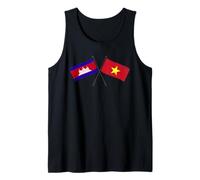 Camboya Vietnam Banderas Cruzadas Vietnamita Camboyana Camiseta sin Mangas