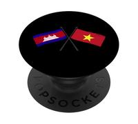 Camboya Vietnam Banderas Cruzadas Vietnamita Camboyana PopSockets PopGrip Adhesivo