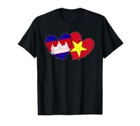 Camboya Vietnam Corazón Banderas Camboyano Vietnamita Amor Orgullo Camiseta