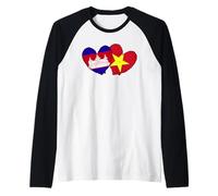 Camboya Vietnam Corazón Banderas Camboyano Vietnamita Amor Orgullo Camiseta Manga Raglan