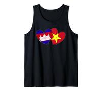 Camboya Vietnam Corazón Banderas Camboyano Vietnamita Amor Orgullo Camiseta sin Mangas