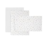 Cambrass-Juego 3 piezas sábanas de cuna-bajera, encimera y funda almohada-100% algodón - 100x165x1 cm Plumeti Rosa