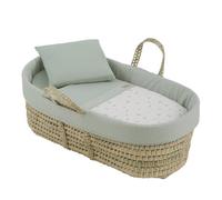 Cambrass Moises de Palma UNE Completo para Bebe Recien Nacido con Vestidura Acolchada y Colchon de Seguridad Higienica en Palma Tratada 39x80x25 CM Ardi Verde.