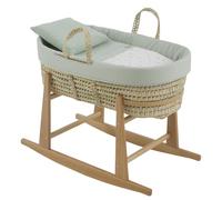 Cambrass-moisés para bebé con Soporte de Madera-capazo de Palma para los Primeros Meses del bebé-moisés de Mimbre con Asas para facilitar su traslado - Ardi Verde/Natural 39x80x25 Cm