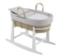 Cambrass-moisés para bebé con Soporte de Madera-capazo de Palma para los Primeros Meses del bebé-moisés de Mimbre con Asas para facilitar su traslado - Ardi Gris/Bco 39x80x25 Cm