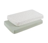 Cambrass - Sabana Bajera algodón - Sabana Ajustable con Gomas - Ropa de Cama para bebé con Tratamiento Sanitized -Bajera Pack 2 Uds. 60x120x17 Cm Ardi Verde