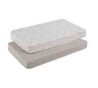Cambrass - Sabana Bajera algodón - Sabana Ajustable con Gomas - Ropa de Cama para bebé con Tratamiento Sanitized -Bajera 2 Uds. 60x120x17 Cm Abete Beige