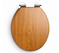 Cambridge - Asiento de inodoro de roble con efecto de madera, estilo tradicional, bisagras de cierre suave, tamaño universal, fácil de limpiar, asiento de inodoro duradero