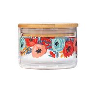 Cambridge CM07278 - Tarro de cristal con tapa de sellado de bambú, para conservar alimentos secos, pasta, arroz, harina, galletas, recipiente de alimentos, 250 ml, diseño de flores Arielle, fácil de limpiar, reutilizable