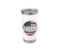 Cambridge Massachusetts, bandera americana vintage Vaso térmico de acero inoxidable de doble pared