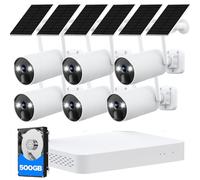 Camcamp 4MP Kit Cámara Vigilancia Exterior Solar, 10CH NVR Camara Vigilancia Exterior, 500GB HDD, PIR Movimiento Detección, Sin Tarifa Mensual, Movimiento Detección, Salida HDMI, 2-vías Audio