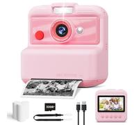 CAMCLID Camara Fotos Infantil Instantanea, 3,0 Pulgada Camara Fotos Niños, 48MP/2,5K UHD Cámara Instantánea con Tarjeta de 32 GB, Regalo para Niñas y Niños de 3 4 5 6 7 8 9 10 11 Años (Rosa)