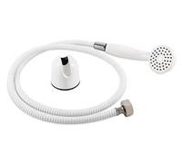 Camco 43762 - Kit de alcachofa de ducha para exteriores con manguera de jardín y soporte de ventosa, crea una ducha manos libres en el exterior de tu caravana
