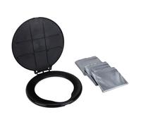 Camco Asiento de inodoro con tapa, se adapta a cubos de 5 galones, incluye 3 bolsas de basura adicionales (41546)