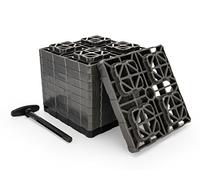 Camco Fasten XL - Bloque de nivelación de 2 x 2 Pulgadas, diseño Entrelazado Que Permite apilar a la Altura deseada, Incluye Sistema de Transporte Seguro con Mango en T, Gris, Paquete de 10 (21026)
