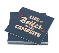 Camco Servilletas de papel Life is Better at The Campsite | Azul oscuro | 6 1/2 "x 6 1/2" | 30 unidades (53496)