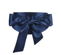 CAMDOM Cinturones de satén para mujer, cinturón ancho sólido con lazo, Azul oscuro, Taille unique