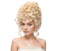 CAMDOM Peluca de colmena rizada, estilo victoriano, vintage, color rubio platino, colonial, para Halloween, cosplay, para mujer