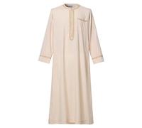 CAMDOM Vestido Thobe Árabe para Hombre,Túnica Kaftan Islámico Largo Casual,Cuello en V Holgado,Ropa Tradicional Musulmana para Eid, Ramadán, Bodas