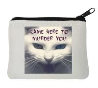 Came Here to Murder You Feral Cat Art - Monedero de neopreno (10 x 11 cm), color blanco, White, Talla única