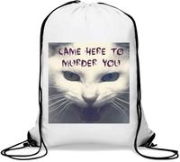 Came Here to Murder You Feral Cat Art - Saco de gimnasio informal con cordón, color blanco, White, Talla única