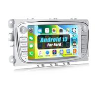 CAMECHO 1+32G Android 13 Radio Coche para Ford Focus mk2 Mondeo Cmax Galaxy Smax Kuga, 7 Pulgadas Pantalla Táctil con WiFi/GPS/Bluetooth/USB/FM/MirrorLink(Silber)
