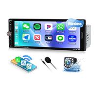 CAMECHO 1 DIN Radio 6.9 Pulgadas Wireless Carplay HD IPS Touchscreen Bluetooth 5.2 Car Radio with Android Auto FM Mirror Link EQ Sound Steering Wheel Control +Cámara Trasera, USB Type-c Port