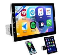 CAMECHO 1 DIN Radio de Coche Carplay y Android Auto inalámbrico, Radio de Coche con Pantalla táctil Ajustable de 10,1 Pulgadas Radio de Coche Manos Libres Bluetooth 5.0/FM/Am/RDS/EQ/USB/AUX/SWC