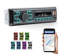 CAMECHO 1Radio Coche 1 DIN con Doble Bluetooth 5.1, Radio de Coche con 7 Color Backlights, Bluetooth 1 DIN Radio FM con U Disk/AUX in/TF Card Play/App localizar y Encontrar el Coche