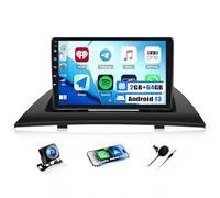 CAMECHO 2+64G 9 Pulgadas Navi Autoradio para BMW X3 E83 2004-2010 Android 13 con Cámara Trasera GPS WiFi Inalámbrico Carplay Bluetooth Radio HD Pantalla Táctil con Android Auto FM RDS Espejo Enlace