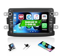 CAMECHO 2+64G Android 13 Autorradio para Renault Dacia Duster Sandero Dokker Logan con Cámara Trasera AHD, 7 Pulgadas Bluetooth Radio con Wireless Carplay Android Auto WiFi GPS FM/RDS EQ +Canbus
