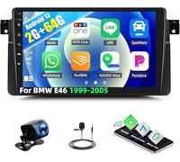 CAMECHO 2G+64G Radio de Coche Android 13 para BMW E46 1999-2005 Carplay y Android Auto Bluetooth Pantalla táctil de 9 Pulgadas WiFi GPS EQ FM/RDS Mirror Link + Cámara Trasera AHD