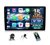CAMECHO 4+128G 9 Pulgadas Android 15 Autoradio para Citroen Berlingo B9 2008-2017 Peugeot Partner 2008-2019 Navi Radio con GPS Bluetooth WiFi Inalámbrico Carplay Android Auto FM RDS + Cámara Trasera
