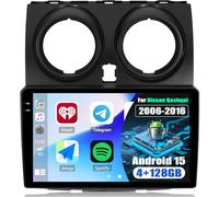 CAMECHO 4+128G 9 Pulgadas Android 15 Navi Autoradio para Nissan Qashqai 2006-2016 con Cámara Trasera, Wireless Carplay Bluetooth Radio con Android Auto GPS FM/RDS WiFi Mirror Link +HD 1280 * 720