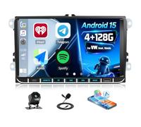 CAMECHO 4+128GB Android 15 Autoradio 9 Pulgadas para VW Golf 5 6 Polo Passat Seat Touran Skoda Tiguan con Cámara Trasera, Radio Bluetooth con CarPlay Inalámbrico Android Auto FM/RDS GPS Wi-Fi y Canbus