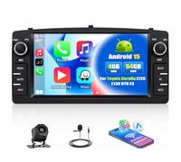 CAMECHO 4+64G 7 Pulgadas Autoradio Android 15 para Toyota Corolla E120 E130 2000-2007 y BYD F3 2006-2013, Radio Bluetooth con CarPlay Inalámbrico Android Auto FM RDS GPS Wi-Fi + Cámara Trasera