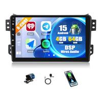 CAMECHO 4+64G 8 Núcleos Android 15 Autoradio 9 Pulgadas para Suzuki Splash Ritz Opel Agila 2004-2014, Radio Qualcomm con Wireless Carplay Android Auto WiFi GPS FM/RDS DSP Bluetooth +Cámara Trasera