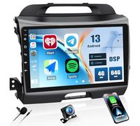 CAMECHO 4+64G 9 Pulgadas DSP autorradio para Kia sportage 2010-2016, Android 13 Wireless Carplay Bluetooth Radio con Pantalla Táctil HD Android Auto WiFi GPS FM/RDS Mirror Link +Cámara Trasera