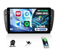 CAMECHO 4+64G Android 15 Navi Autoraido para Seat Ibiza 2013 con Cámara Trasera, 9" Wireless Carplay Android Auto Bluetooth Radio con GPS WiFi FM/RDS Mirror Link+Canbus HD 1280 * 720 Pantalla Táctil