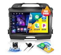 CAMECHO 4G+64G Android 15 Radio de Coche para Kia Sportage 3 III SL 2010-2016 con GPS Carplay Android Auto, Pantalla de 9 Pulgadas con Bluetooth 5.0 RDS 32EQ Mirror Link+Cámara Trasera