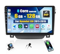 CAMECHO 6+128G 8 Núcleos 9" Radio para Hyundai I30 2011-2015 con Cámara Trasera, 2Din Android 15 Wireless Carplay Radio Bluetooth con Android Auto GPS WiFi FM/RDS DSP con Mirror Link