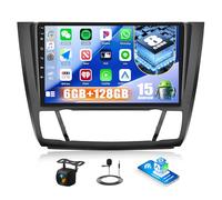 CAMECHO 6+128G 8 Núcleos Android 15 Autoradio para BMW 1 E81 E82 E87 E88 2004-2011, 9 Pulgadas Bluetooth Radio con GPS WiFi Carplay Inalámbrico Android Auto FM/RDS DSP Mirror Link +Cámara Trasera