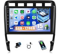 CAMECHO [6+128G] 8 Núcleos Android 15 Autoradio para Porsche Cayenne 2002-2010, 9 Pulgadas Radio con Bluetooth GPS WIFI Wireless Carplay Android Auto FM/RDS 32EQ DSP +Cámara Trasera Canbus 1280*720 HD