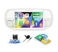 CAMECHO 8-Núcleo 4+64G Android 13 Autorradio para Fiat 500 2007-2015, 7" Wireless Carplay Android Auto Bluetooth Touchscreen Radio 2Din con WiFi GPS Mirror Link FM/RDS DSP +Cámara Trasera Canbus