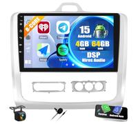 CAMECHO Android 15 Qualcomm 8-Core 4+64G 9 Pulgadas Autorradio para Ford Focus Mk2 2004-2011 con Cámara Trasera, DSP Bluetooth IPS Radio con Wireless Carplay Android Auto GPS WiFi FM/RDS Fan Cooling