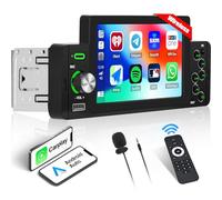 CAMECHO Autoradio 1 DIN Carplay Wireless con 5 Pulgadas HD Pantalla Táctil con Android Auto,Bluetooth Mirror Link FM 2USB EQ+SWC,Soporte Cámara de Respaldol+Type-C-Cargando