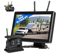 CAMECHO Cámara de Marcha Atrás Solar Inalámbrica con Monitor Táctil de 10,1 Pulgadas, 10000 mAh, Cámara Magnética 720P, IP68 Resistente, Visión Nocturna 320 pies para Coches de 12-36 V, Caravanas, SUV