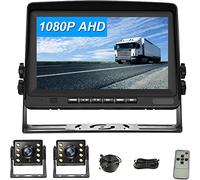 CAMECHO Cámara Trasera und Monitor-Kit para 12V-24V Coche, 8" LCD Monitor 2 Divisiones Camaras, IP69 Cámara + 65,6 Pulgadas Cable de Extensión
