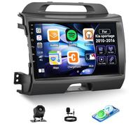 CAMECHO CarPlay Autoradio, 9 Pulgadas Radio DSP para Kia Sportage 2010-2016 con Android Auto, FM RDS, Bluetooth, Pantalla Táctil HD con Soporte para Youtube, Control del Volante y Cámara Trasera